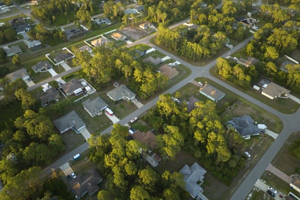 aerial view of a neighborhood 