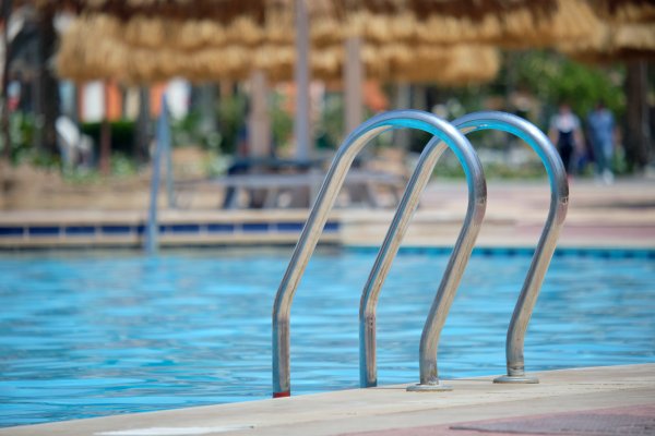 close up of swimming pool stairs