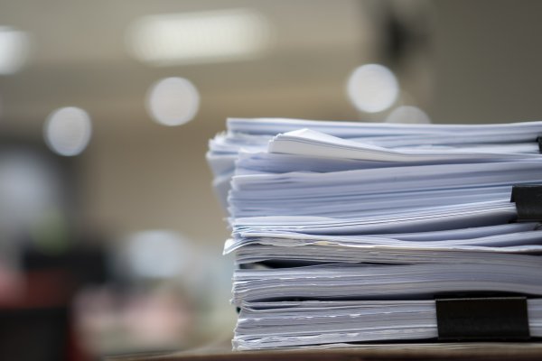 closeup of a stack of papers