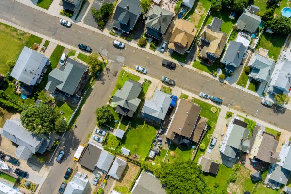 aerial view of a residential neighborhood